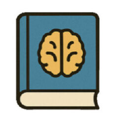 Психологія, Бізнес, філософія, політика Блакитна книга з піктограмою мозку