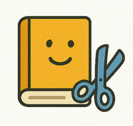 Дитячі саморобки Жовта книжка з обличчям і ножицями