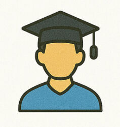 ШКОЛА, КОЛЕДЖ Студент у мантії та шапці